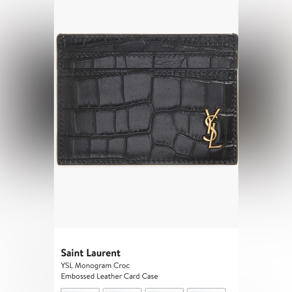 New ysl monogram card case croc